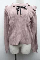 axes femme / 肩フリルニット  ピンク S-25-12-15-023-AX-TO-HR-ZS