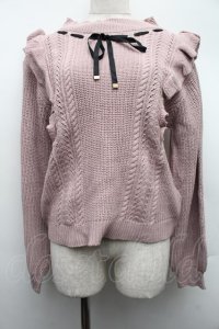 axes femme / 肩フリルニット  ピンク S-25-12-15-023-AX-TO-HR-ZS