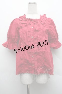 画像1: Chalmiere / スクエア開きコットンブラウス  赤 S-25-12-15-025-AX-BL-AS-ZS