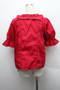 画像2: Chalmiere / スクエア開きコットンブラウス  赤 S-25-12-15-025-AX-BL-AS-ZS