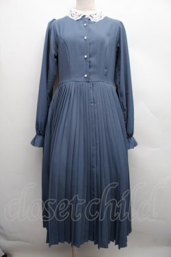 画像1: m petit by misako / AM*レースエリプリーツワンピース L 紺 S-25-12-15-035-LO-OP-AS-ZS