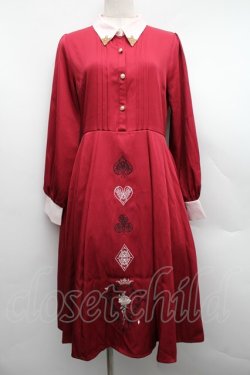 画像1: axes femme / トランプ刺繍ワンピース  赤 S-25-12-15-038-AX-OP-HR-ZS