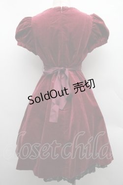 画像2: BPN / 裾レース別珍半袖ワンピース  ワイン S-25-12-15-040-GO-OP-HR-ZS