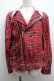 画像1: GOTH / ファー切替タータンチェックブルゾン  赤 S-25-12-15-043-GO-CO-HR-ZS (1)