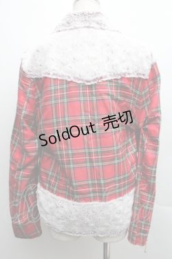 画像2: GOTH / ファー切替タータンチェックブルゾン  赤 S-25-12-15-043-GO-CO-HR-ZS