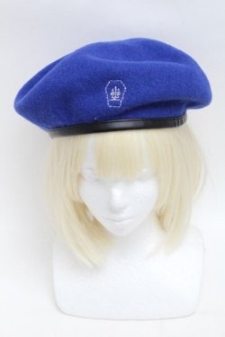 画像2: Moi-meme-Moitie / 棺ロゴ刺繍ベレー帽  青 S-25-12-16-004-MO-AC-AS-ZS