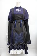 IRO+IRO / たっぷりフリルのキョンシーワンピース L-LL ネイビー S-25-12-16-035-LO-OP-SZ-ZS