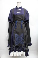 IRO+IRO / たっぷりフリルのキョンシーワンピース L-LL ネイビー S-25-12-16-035-LO-OP-SZ-ZS