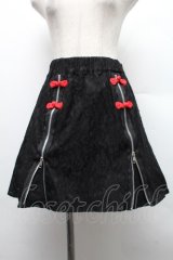 ALGONQUINS / チャイナボタン配色ZIPスカート  ブラック×レッド S-25-12-16-043-AL-SK-OW-ZS