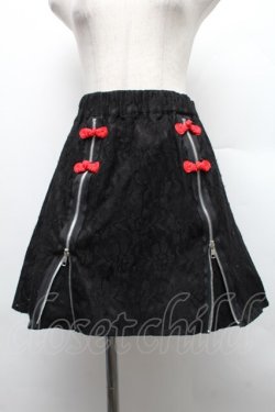 画像1: 【SALE】ALGONQUINS / チャイナボタン配色ZIPスカート  ブラック×レッド S-25-12-16-043-AL-SK-OW-ZT520