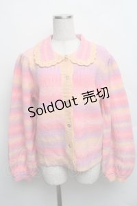 Candy Stripper / FRILL COLLAR ニットカーディガン 2 ピンク S-25-12-16-011-PU-TS-HR-ZS