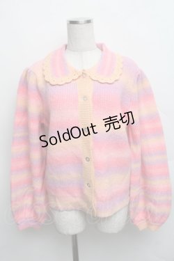 画像1: Candy Stripper / FRILL COLLAR ニットカーディガン 2 ピンク S-25-12-16-011-PU-TS-HR-ZT1220S