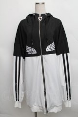 LISTEN FLAVOR / ヘヴンリージャージパーカー  黒ｘ白 S-25-12-16-015-PU-TO-AS-ZS