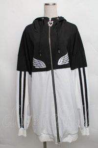 LISTEN FLAVOR / ヘヴンリージャージパーカー  黒ｘ白 S-25-12-16-015-PU-TO-AS-ZS