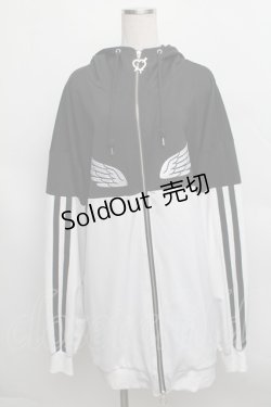 画像1: LISTEN FLAVOR / ヘヴンリージャージパーカー  黒ｘ白 S-25-12-16-015-PU-TO-AS-ZT1220S