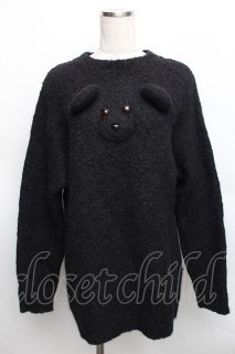 新品　candy stripper くまニット SALE】Candy Stripper / くまフェイスニット 黒 S-25-12-16-022-PU-TO