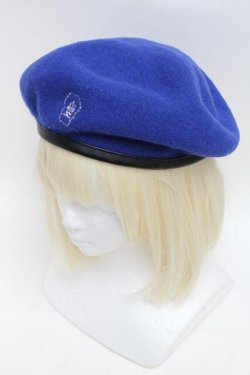 画像1: Moi-meme-Moitie / 棺ロゴ刺繍ベレー帽  青 S-25-12-16-004-MO-AC-AS-ZS