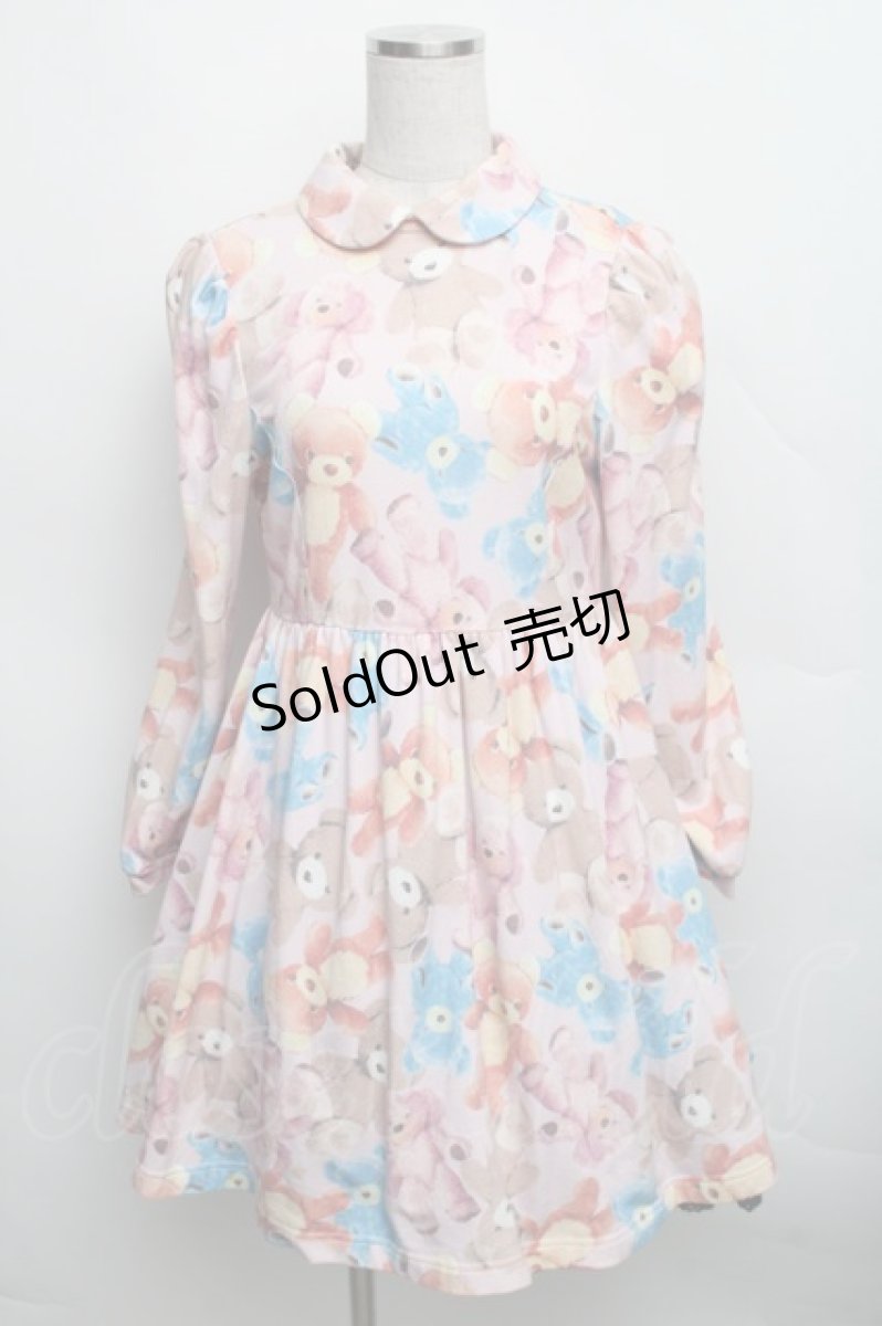 画像1: 【SALE】Candy Stripper / テディベアプリントカットワンピース  ピンク S-25-12-16-031-PU-OP-AS-ZT521 (1)