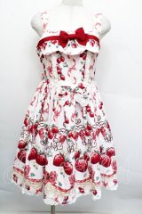 BABY,THE STARS SHINE BRIGHT / Juicy BABY Love Love Berries柄スカラップジャンパースカート  ピンク S-25-12-17-044-BA-OP-AS-ZS