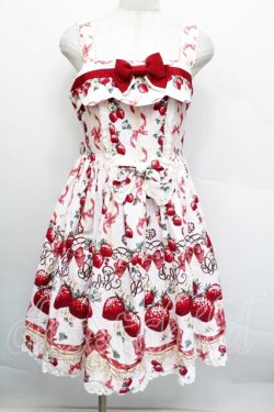 画像1: BABY,THE STARS SHINE BRIGHT / Juicy BABY Love Love Berries柄スカラップジャンパースカート  ピンク S-25-12-17-044-BA-OP-AS-ZS