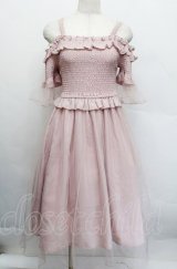 LIZ LISA / シャーリングチュール重ねワンピース  ピンク S-25-12-17-045-LO-OP-AS-ZS