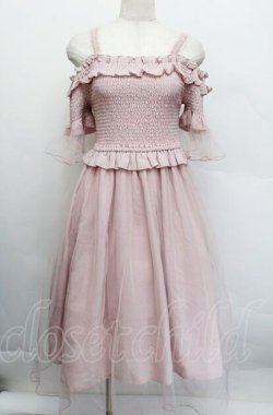 画像1: LIZ LISA / シャーリングチュール重ねワンピース  ピンク S-25-12-17-045-LO-OP-AS-ZS