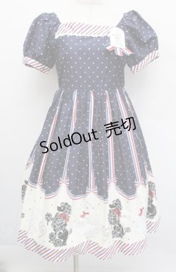 画像1: Innocent World / フレンチプードルシャーリングワンピース M 紺 S-25-12-17-051-IW-OP-AS-ZS