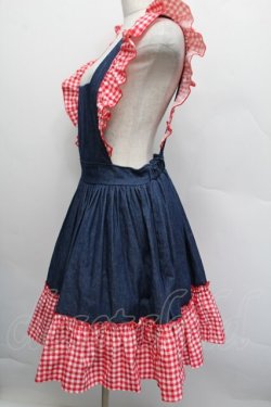 画像3: Nile Perch / ギンガムフリルジャンパースカート  紺ｘ赤 S-25-12-17-053-LO-OP-AS-ZS