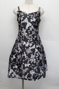 MILK / リボンプリントドレス  黒 S-25-12-17-055-ML-OP-AS-ZS