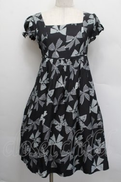 画像1: Jane Marple / Ribbons go aroundワンピース  黒ｘグレー S-25-12-17-056-JM-OP-AS-ZS