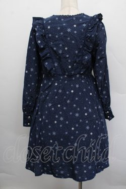 画像2: axes femme POETIQUE / 雪柄レースアップワンピース  紺 S-25-12-17-057-AX-OP-AS-ZS