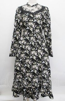 画像1: Kurumi Collaboration / KRハナジゴスリーブワンピース  黒 S-25-12-17-058-LO-OP-AS-ZS