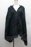 axes femme / チェックフードケープ  緑ｘ紺 S-25-12-17-014-AX-ZA-HR-ZS