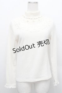 axes femme / パール付きハイネックニット  オフ S-25-12-17-018-AX-TO-HR-ZS