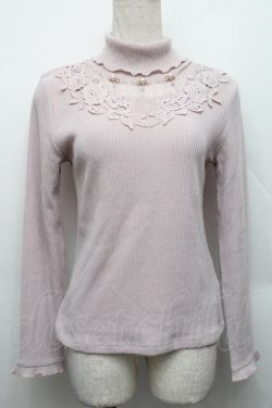 画像1: axes femme / パール付きハイネックニット  ピンク S-25-12-17-020-AX-TO-HR-ZS