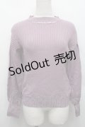 axes femme / 袖タック使いニットプルオーバー  ラベンダー S-25-12-17-021-AX-TO-AS-ZS