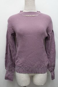 axes femme / 袖タック使いニットプルオーバー  ラベンダー S-25-12-17-021-AX-TO-AS-ZS