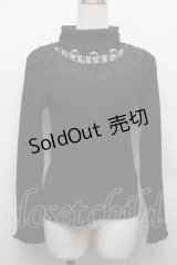 axes femme / パール付きハイネックニット  黒 S-25-12-17-025-AX-TO-HR-ZS