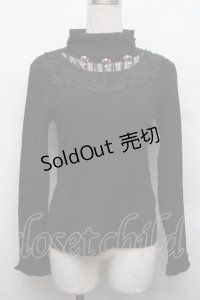 axes femme / パール付きハイネックニット  黒 S-25-12-17-025-AX-TO-HR-ZS