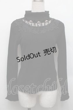 画像1: axes femme / パール付きハイネックニット  黒 S-25-12-17-025-AX-TO-HR-ZS