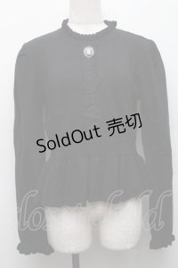 axes femme / カメオ付ペプラムニット  黒 S-25-12-17-026-AX-TO-HR-ZS