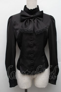 画像1: Sheglit / スタンドカラーリボンジャボブラウス M 黒 S-25-12-17-028-EL-BL-HR-ZS