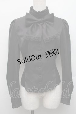 画像1: Sheglit / スタンドカラーリボンジャボブラウス M 黒 S-25-12-17-028-EL-BL-HR-ZS