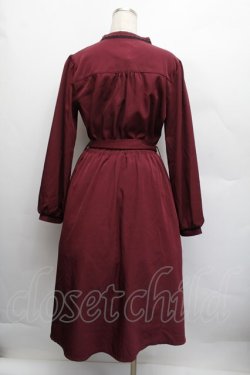 画像2: axes femme / フラワー刺繍連釦ワンピース  ワイン S-25-12-17-030-AX-OP-HR-ZS