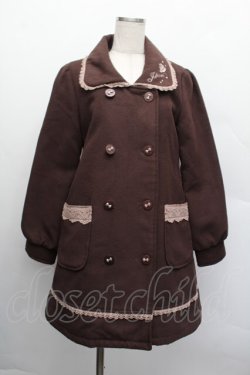 画像1: axes femme / 襟ローズ刺繍コート  ブラウン S-25-12-17-031-AX-CO-HR-ZS