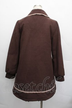 画像2: axes femme / 襟ローズ刺繍コート  ブラウン S-25-12-17-031-AX-CO-HR-ZS