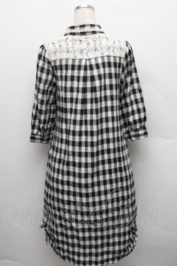 画像2: axes femme / チェック柄ロングチュニ  黒ｘ白 S-25-12-18-036-AX-OP-HR-ZS
