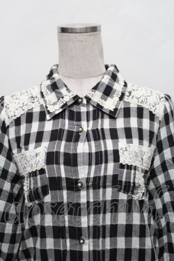 画像3: axes femme / チェック柄ロングチュニ  黒ｘ白 S-25-12-18-036-AX-OP-HR-ZS