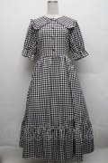 m petit by misako / TT*Mギンガムチェック半袖ワンピース M 黒×白 S-25-12-18-037-LO-OP-HR-ZS