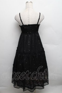 画像2: axes femme / パネル花柄ｘ楊柳ロングスカート  黒 S-25-12-18-040-AX-SK-HR-ZS